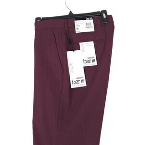 Bar III Men's Slim-Fit Active Stretch Wool Suit Pants Red Solid 38x30 NWT